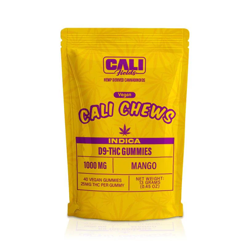 Cali Fields Cali Chews – D9-THC Gummies Mango – Indica – 1000mg