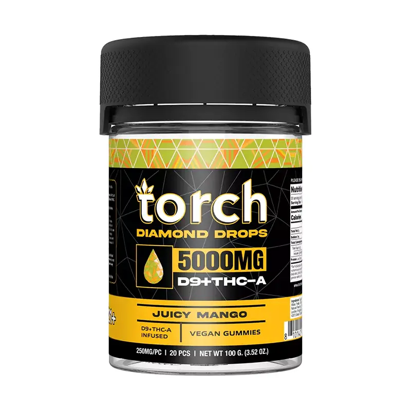 Torch Diamond Drops D9 + THCP 5000mg Gummies Juicy Mango