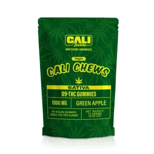 Cali Fields Cali Chews – D9-THC Gummies Green Apple – Sativa – 1000mg