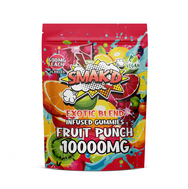 Smak’d Exotic Blend Delta 8 THC Gummies 10k mg Fruit Punch