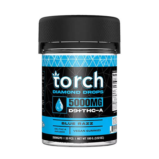 Torch Diamond Drops D9 + THCP 5000mg Gummies Blue Razz