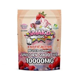 Smak’d Exotic Blend Delta 8 THC Gummies 10k mg Unicorn Smoothie