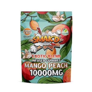 Smak’d Exotic Blend Delta 8 THC Gummies 10k mg Mango Peach