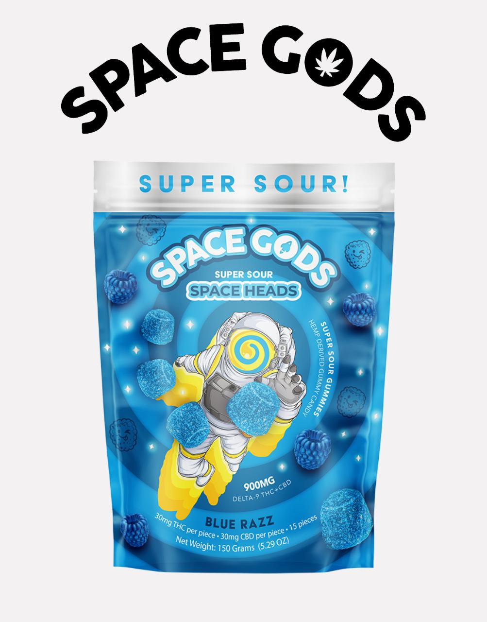 Space Gods D9/CBD 900mg Gummies Blue Razz